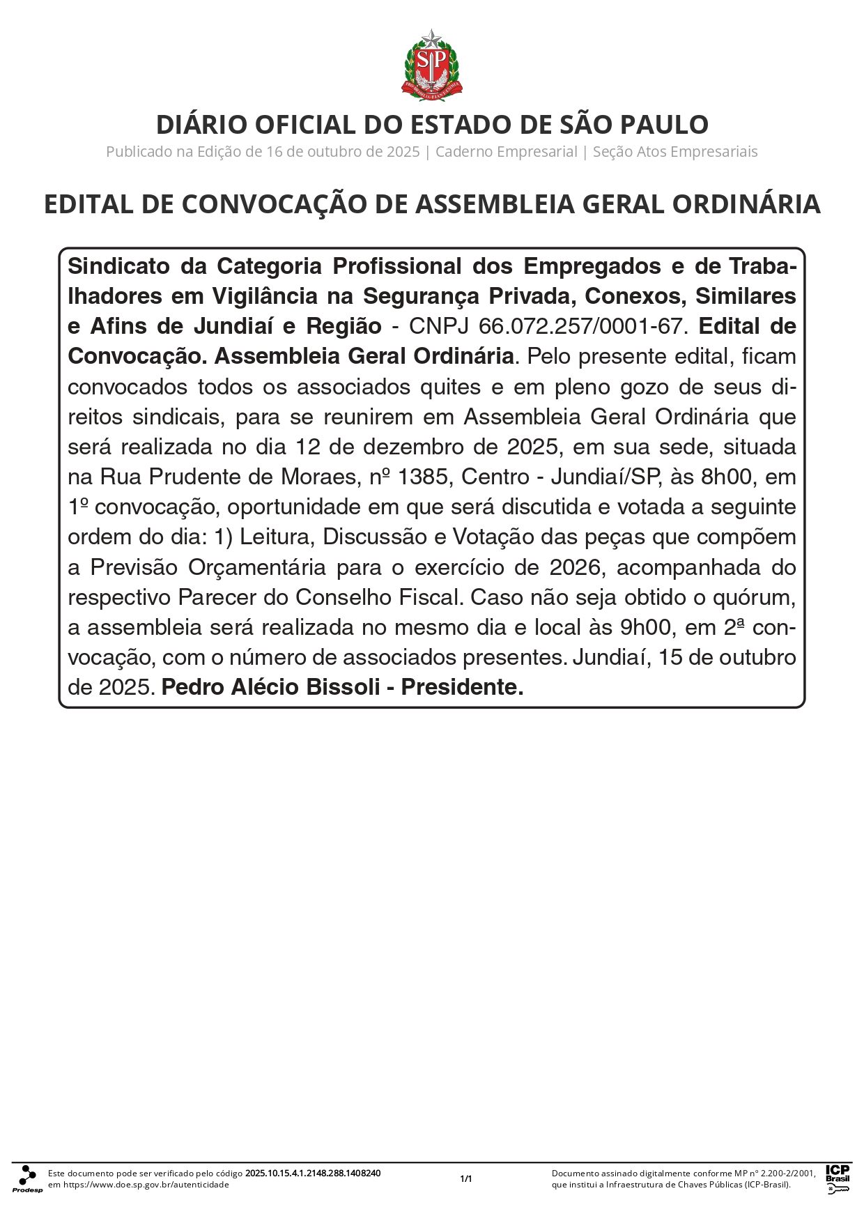 EDITAL CONVOCAÇÃO AGO PREVISÃO ORÇAMENTÁRIA 26